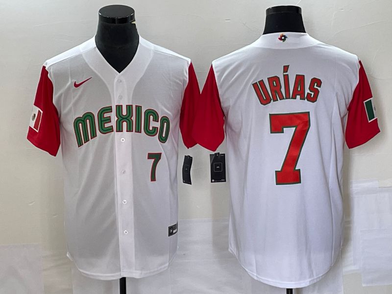 Men 2023 World Cub Mexico #7 Urias White orange Nike MLB Jersey10->more jerseys->MLB Jersey